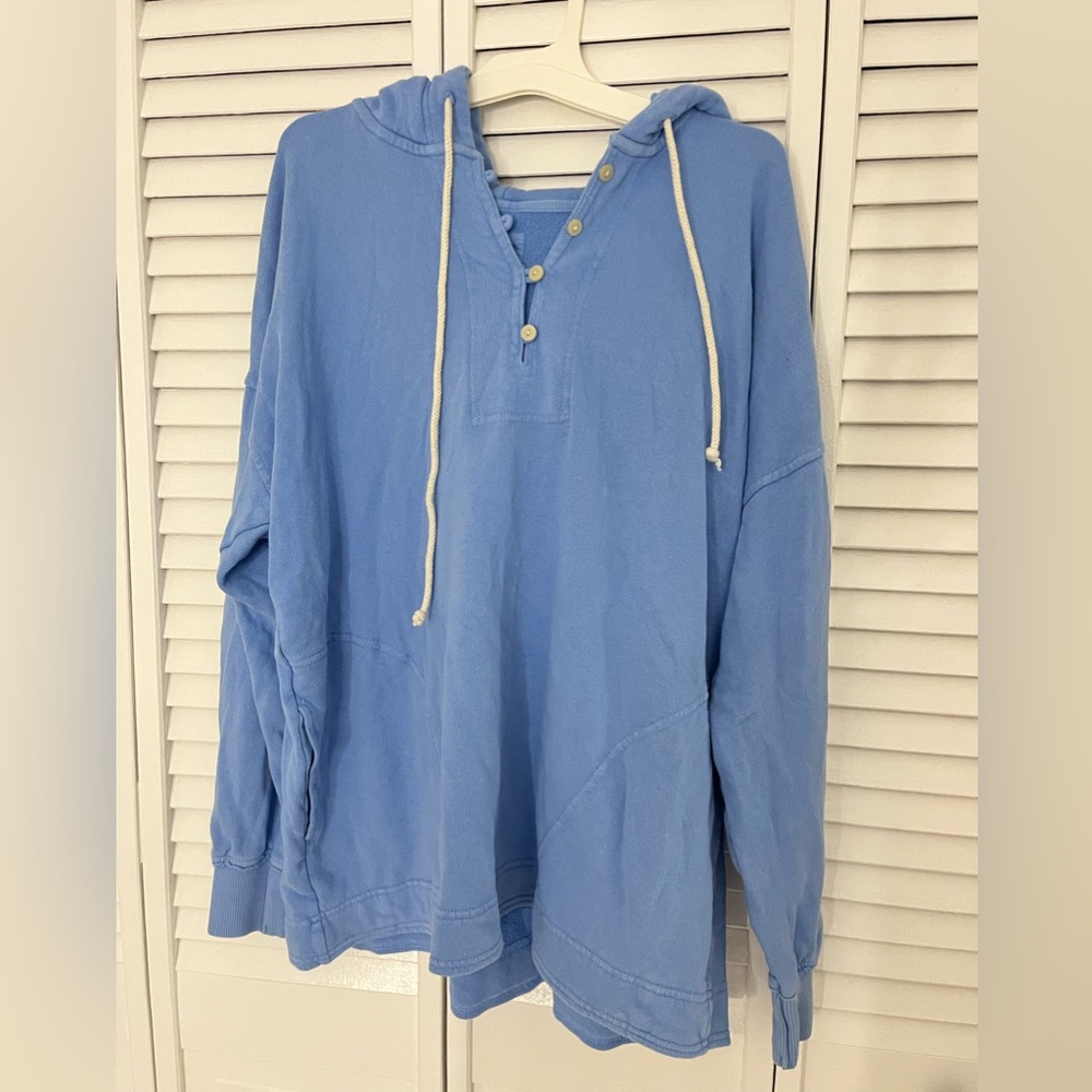 Aerie Blue Oversized Sweatshirt with Hoodie